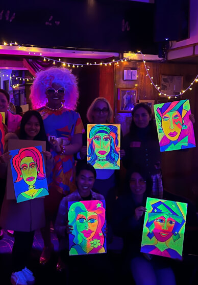 Neon Glow Drink and Draw Workshop with a Drag Queen